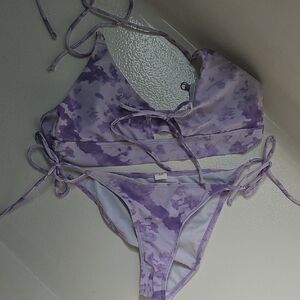 Lavender Tie-Dye Two-Piece Bikini Set
